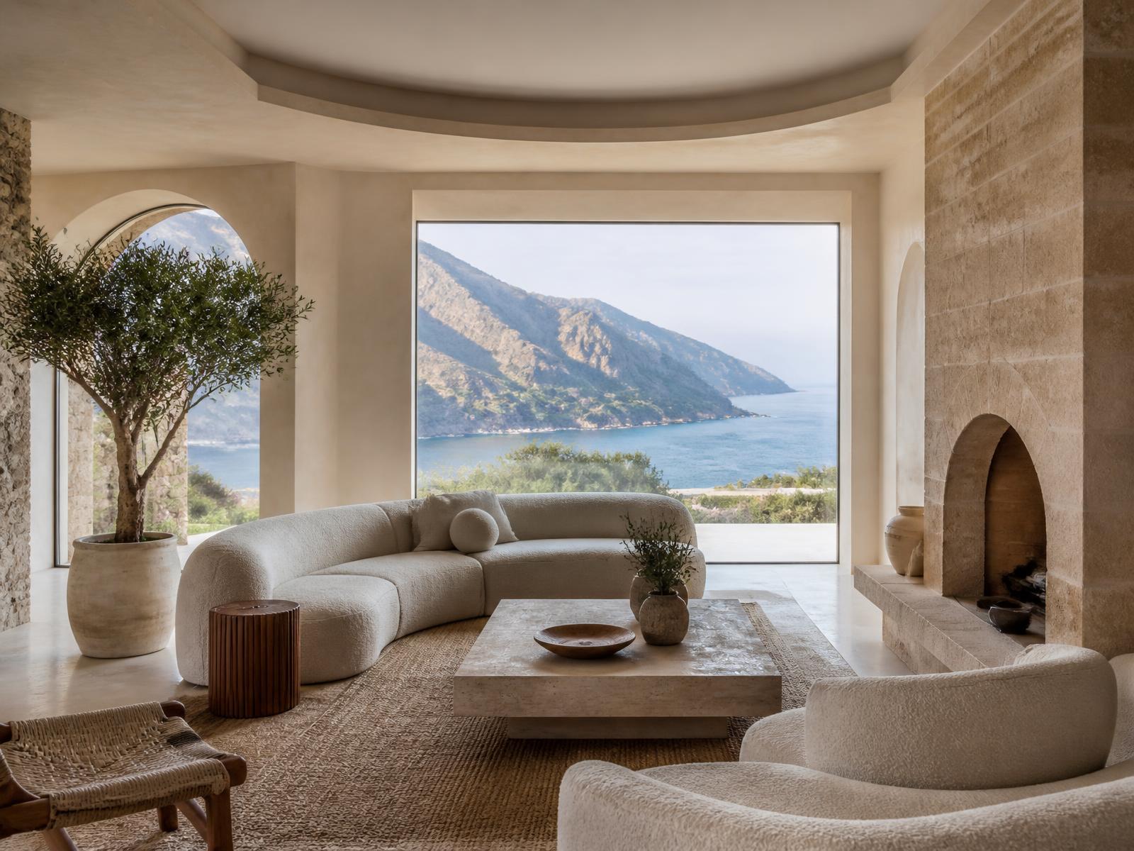 Premium villa yaşam alanı iç mimarisi